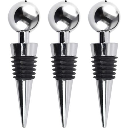 Vinstop til flasker - Champagnepropper 9*2cm - Sæt med 3 rustfrie stålpropper - Kompaktorkapsler Køkken tilbehør