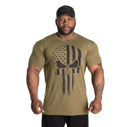 T-shirts GASP Skull Standard Tee, Army Green Melange - Bodyman.dk