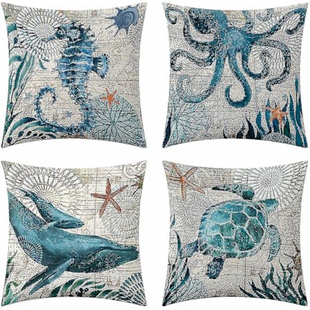 Utepute for hagemøbler, vanntett, putetrekk i middelhavsstil, dekorative putetrekk for hjemmet til sofa, stue, seng, Pati