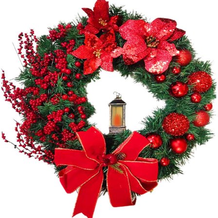 Julkrans Väggdekoration Hängande Prydnad God Jul Entrédörr Dekorativ Krans, Konstgjord Tall