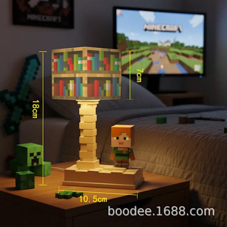 Sengelampe med Minecraft-tema TNT-natlampe inspireret af Minecraft Byggeklodslampe i Minecraft-stil Stemningsfuld bordlampe
