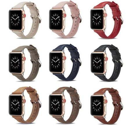 SKALO Smalt Læderarmbånd Apple Watch Series 1-3 42mm - Vælg farve