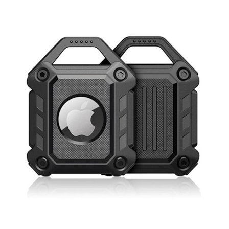 Shockproof Apple AirTag case with a keychain - Black