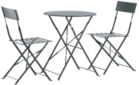 Venture Home Marseille 2132-408 Caféset bord, stolar, grått, Utemöbler
