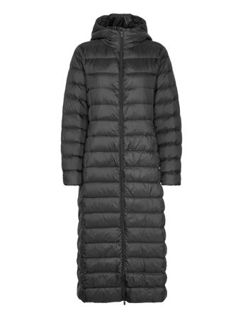 Vimanya Long Down Jacket - Topattu Pitkä Takki Musta Vila