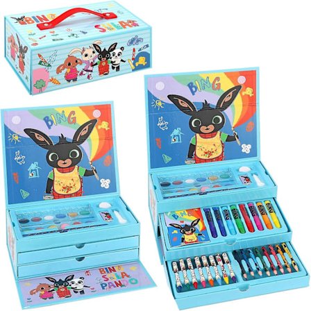 Bing Kids 52-osainen värikynien, tussien ja pastellitöiden taidesetti vesiväreillä, matkasetti lapsille