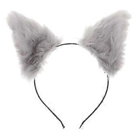 Katteører Kvinder Pels Pandebånd Hårtilbehør til Kostumefester Karneval Grå 1-pak