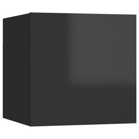 Vidaxl Sängbord Svart Högglans 30,5x30x30 Cm Konstruerat Trä Svart
