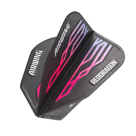 Red Dragon Darts Airwing Flights - Pink/Black/Purple, 3 pcs, Moulded Plastic, 90 Degree Fins, Stability Control