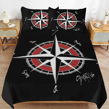 c452 Stray Kids Sengesæt Dynebetræk Komfortabelt og Let Tegneserie Sengetøj 3 Dele Sengesæt Twin (1 Dynebetræk og 2 Pudebetræk) hn1035