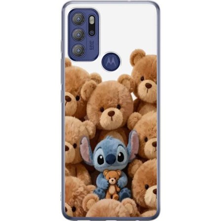 Kompatibel Mobilcover til Motorola Motorola Moto G60S Sød og sikker illustration med Stitch omgivet af bamser, der skaber en varm og legende følelse
