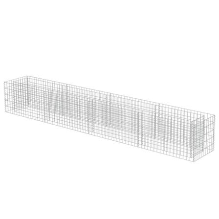 Vidaxl Planteringsgabion Upphöjd Galvaniserat Stål 360x50x50 Cm Silver