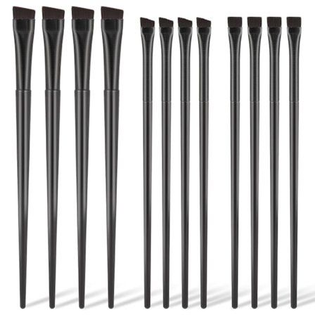 12-pack Vinklad Eyeliner Borste Set Ögonbrynsborstar, Platt Ögonbrynsfärg Borste, Ultratunn Sminkborste, Fin Snedsydd Ögonbrynsborste Applikator, 