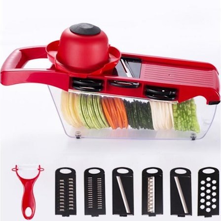Mandolin Grøntsagsskærer Rivejern Hakker 6 + 1 Multifunktionel Skærer, Skærer Frugt og Grøntsager, Mandolin Grøntsagsskærer