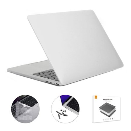 HAT PRINCE MacBook Pro 16 M1 / M1 Max (A2485, 2021) laptop- och tangentbordsskydd med dammskyddspluggar - Vit