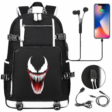 Venom Fashion Printet USB Ungdoms Skoletaske (1-4)
