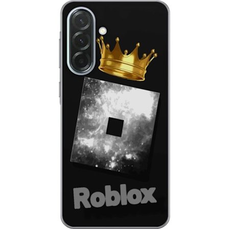 Kompatibelt Mobildeksel til Samsung Samsung Galaxy A36 Minimalistisk svart og sølvfarget Roblox-symbol med gylden krone og luksuriøs gamer-estetikk
