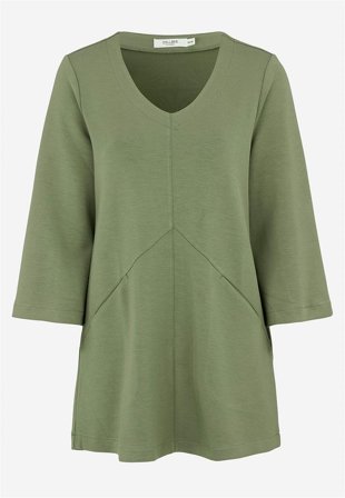 Cellbes of Sweden - Superblød jerseytunika med lommer i kakigrøn til damer i størrelse 34/36