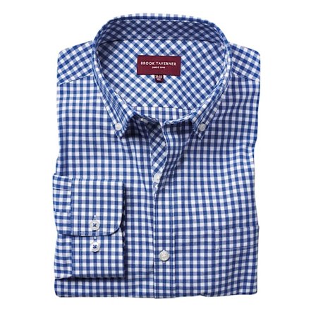 Brook Taverner Herr Montana Gingham Långärmad Skjorta 14 UK Blå