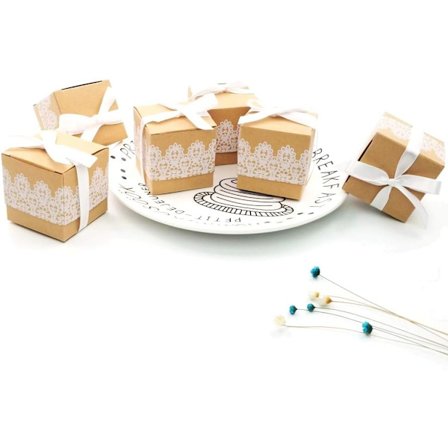 50 st Kraftpapperspäckeslådor med Spets för Gåvor, Godis, ZQKLA