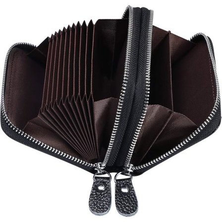 Svart lær kreditkortholder, beskytter kreditkort 10 kort Sl