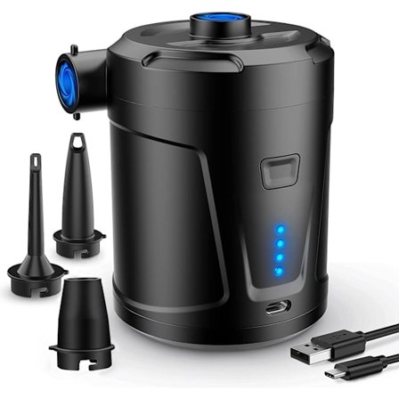 Elektrisk Luftpump, 6000 mAh Portabel Luftmadrasspump, 4.5Kpa Elektriska Campingpumpar med 5 Munstycken, Uppblåsare USB Uppladdningsbar Pump