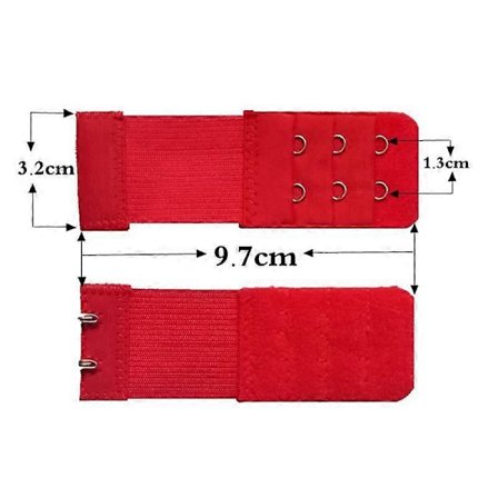 Rintaliivien jatkopala, nauhan jatko, 3 riviä, 2 hakasta, naisten alusvaatteet, pidennetty rintaliivien haka, säädettävä punainen