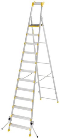 W.steps 55P Trappstege med certifierat aluminium, med stödben 12 steg, Stegar