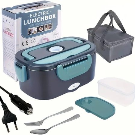 Elektrisk madkasse 3-i-1 – Selvopvarmende madvarmer til bil, lastbil og arbejde – 1,5 L rustfri, lækagesikker