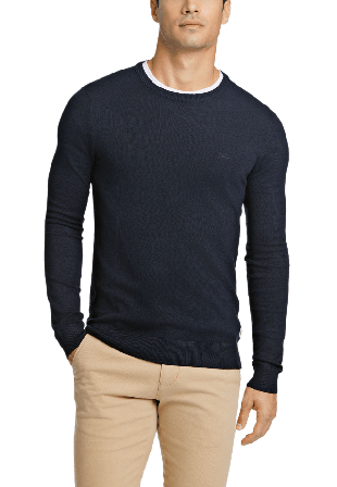 Lindbergh Ecovero L/S o-neck knit Överdelar Herr Blå M