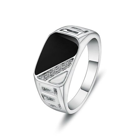 Mode Smykker Klassisk Guld Farve Rhinestone Bryllupsring Sort Emalie Ringe Til Mænd Kvinder Julefest Gaver