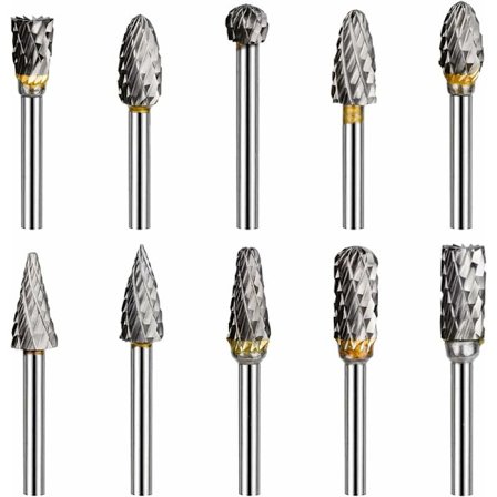 10 stk. Metalfræsere til fræsemaskine 3mm Dobbelt skær Tungsten Rotary Burrs Lige slibemaskine Cutter til roterende værktøjer Bearbejdning Slibning En