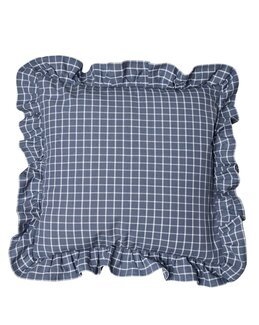 Putetrekk rutete med volang 2-pk Blå - Linea