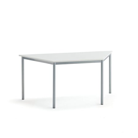 Table SONITUS TRAPETS, 1600x800x720 mm, white high pressure laminate, alu grey