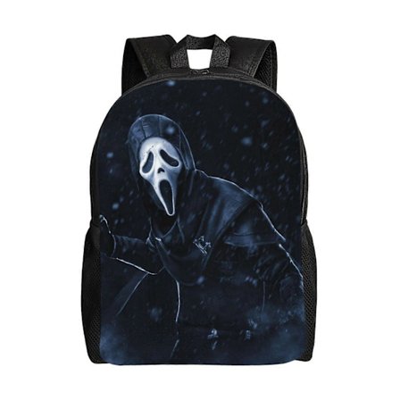 LA4410 Scream Ghostface Horror Rygsæk Casual Justerbar Skoletaske Unisex Laptop Dagstursrygsæk Letvægts Stor Kapacitet Rejsetaske Sat[HK]