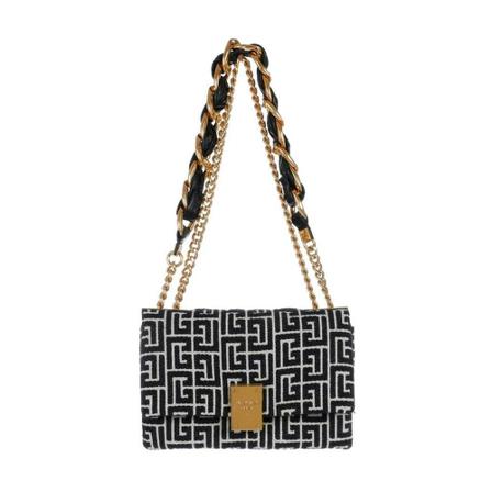 Balmain, BAG Small Monogram Jacquard Beige, Dames, Maat:ONE Size