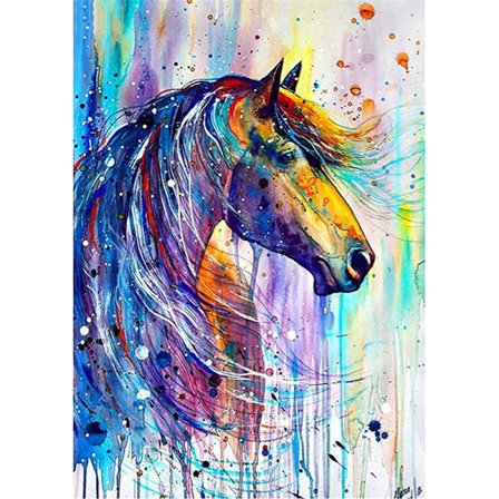 5D Diamantmaleri Kit 30x40cm DIY Farverig Hest Diamantkunst