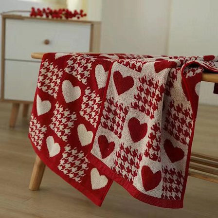 2 stk. Diamant Hjertemønster Håndklæder, Voksne Fortykkede Håndklæder Ansigtshåndklæder, Hudvenlige, Bløde og Absorberende, Egnet til Badeværelse, 