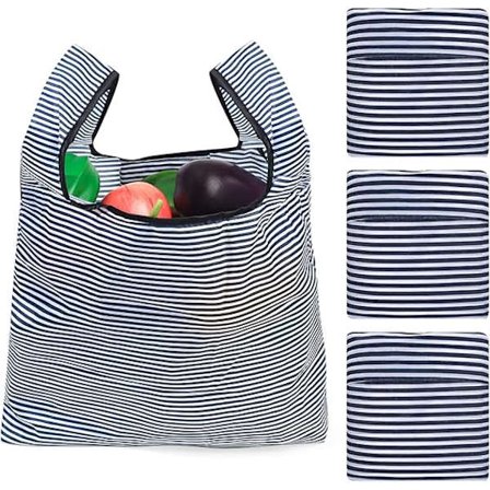 4 stk. Genanvendelige indkøbsposer, sammenfoldelige indkøbsposer, miljøvenlige indkøbsposer, vaskbare indkøbsposer, der kan foldes sammen