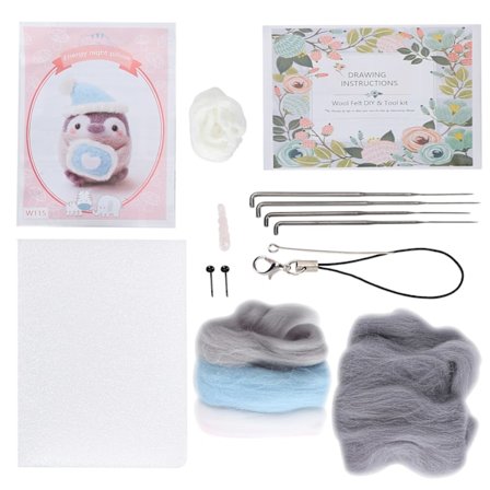 Nålefiltningssæt Uldfiltningsmaterialer Sød Dyreplysdukke DIY Fremstillingsmateriale Dekoration115# Energi Godnat Pude