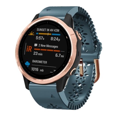 För Garmin Fenix ​​6S 20mm Lady's Silicone Watch Band med spetsstans