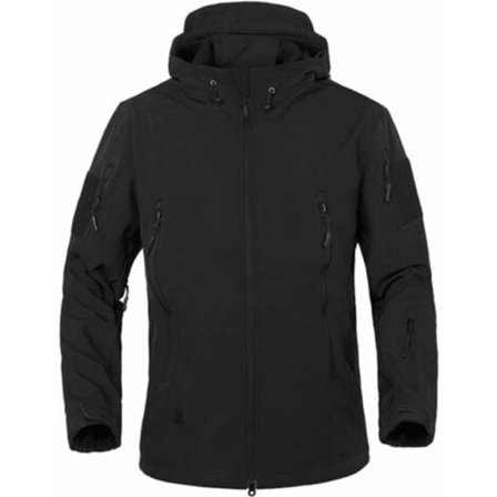 Vandtæt militær softshell jakke til mænd med fleeceforing camouflage outdoor jakke sort L