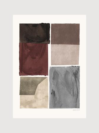 Poster med abstrakta former i jordnära färger på beige | Kunstary.com, 50x70 cm