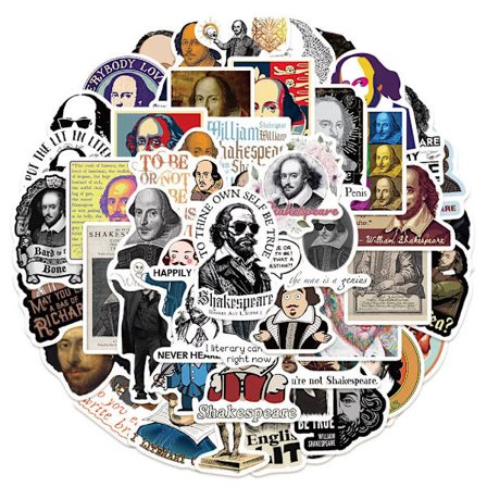 50X Mr. William Shakespeares berömda citat Julius Caesar Hamlet porträttklistermärken
