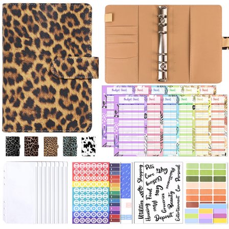 A6 PU Läder Budgetpärm Anteckningsbok Kontantkuvert System Set