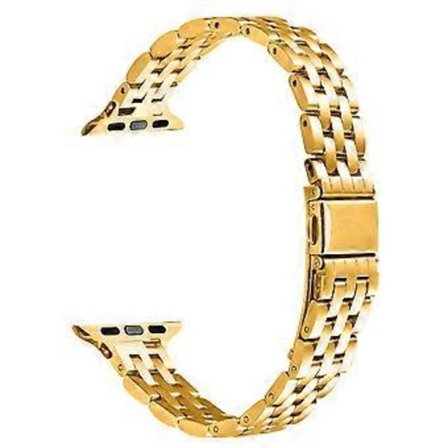 Kellon ranneke yhteensopiva Apple Watch Series 10 Ultra 9 8 7 SE 6 5 4 3 2 1 46mm 49mm 45mm 44mm 42mm ohut viisihelminen ruostumaton teräs (kulta)