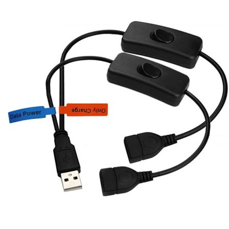 USB Y-förlängningskabel med ON/Off-brytare USB 2.0 hane till hona splitter USB power 30 cm