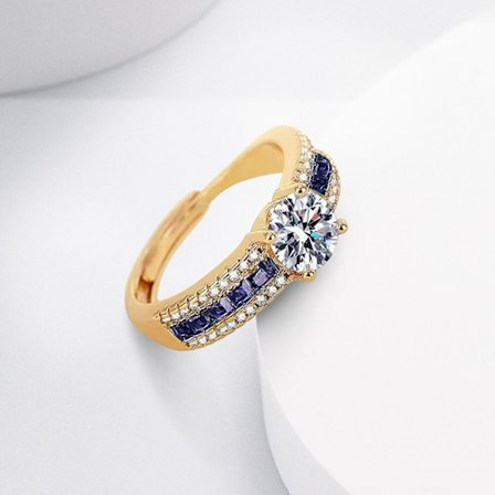 Lätt lyxig stil zirkonring dam champagnefärg nischdesign öppen ring dam liten diamant lila