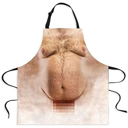 En morsom mann som lager BBQ-forkle, mage BBQ morsom spøk julegave