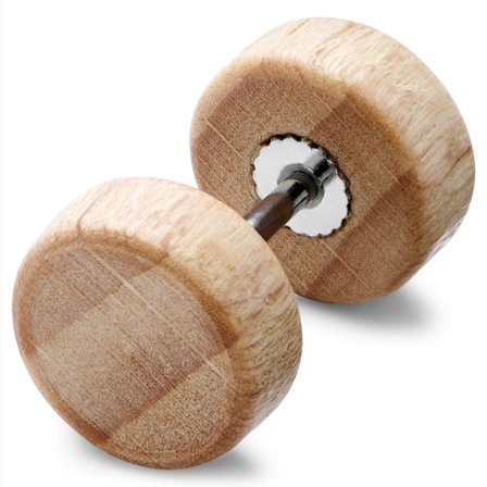 Satago | 10 mm Light Oak & Stainless Steel Faux Plug Stud Earring for Men - Stud earrings